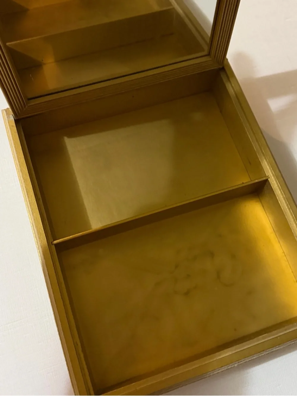 Vintage Mirrored Vanity Box with French Fashion Print Lid
